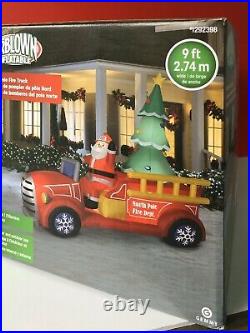 New 9 Ft Inflatable Christmas North Pole Fire Delivery Truck Dept Airblown Gemmy