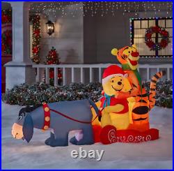 New Disney 7.5 Ft Led Eeyore Winnie The Pooh Tigger Sleigh Inflatable By Gemmy