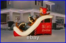 New! Gemmy Airblown 9 ft. Width Inflatable Santa Ski Scene Penguins Christmas