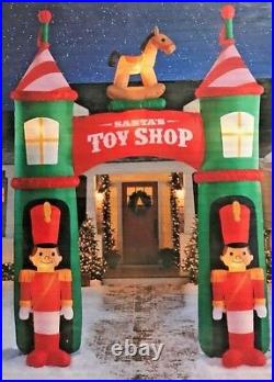 New Giant 12 Ft Tall Lighted Santa's Toy Shop Archway Christmas Inflatable Gemmy