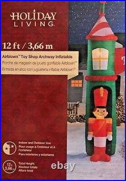 New Giant 12 Ft Tall Lighted Santa's Toy Shop Archway Christmas Inflatable Gemmy