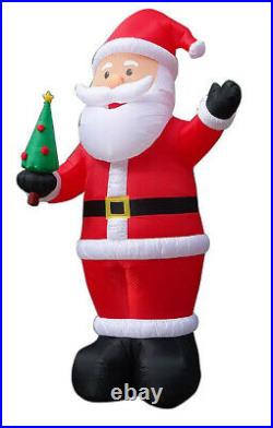 New Giant 14 Ft Tall Led Christmas Waving Santa Claus With Tree Gemmy Inflatable