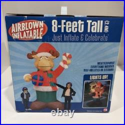 New Vintage Gemmy Christmas Moose Airblown Inflatable Lighted 8 Ft Tall 2004