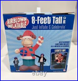New Vintage Gemmy Christmas Moose Airblown Inflatable Lighted 8 Ft Tall 2004