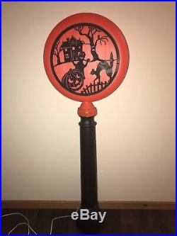 New Vtg Union 44 Halloween Scary Scene Lighted Blow Mpold Silhouette Lamp Post
