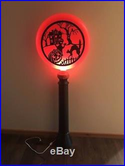 New Vtg Union 44 Halloween Scary Scene Lighted Blow Mpold Silhouette Lamp Post