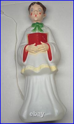 Nice Vintage Empire Lighted Blow Mold Choir Boy Christmas Carolers Working