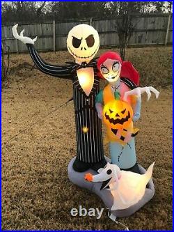 Nightmare Before Christmas Jack, Sally & Zero 6 ft Halloween Inflatable Used