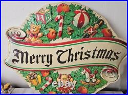 Noma celluloid Xmas Merry sign decor wreath vintage light up hanging toys unique