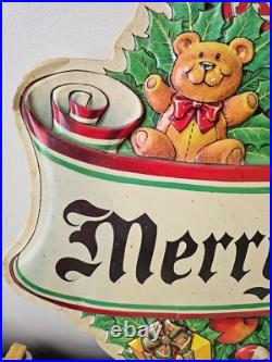 Noma celluloid Xmas Merry sign decor wreath vintage light up hanging toys unique