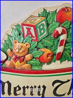 Noma celluloid Xmas Merry sign decor wreath vintage light up hanging toys unique