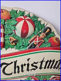 Noma celluloid Xmas Merry sign decor wreath vintage light up hanging toys unique