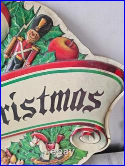 Noma celluloid Xmas Merry sign decor wreath vintage light up hanging toys unique