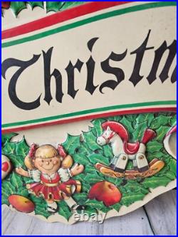 Noma celluloid Xmas Merry sign decor wreath vintage light up hanging toys unique