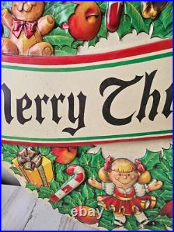 Noma celluloid Xmas Merry sign decor wreath vintage light up hanging toys unique