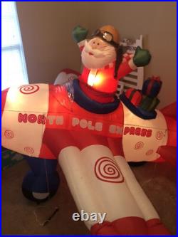 North Pole Express 8' Long Santa Clause Airplane Christmas Inflatable Airblown