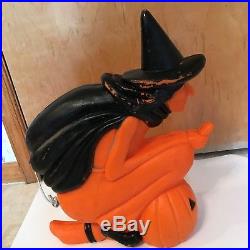 Old Vintage Halloween Plastic Witch Blowmold Blow Mold Light Union Featherstone