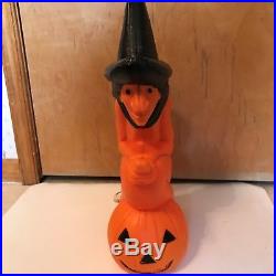 Old Vintage Halloween Plastic Witch Blowmold Blow Mold Light Union Featherstone