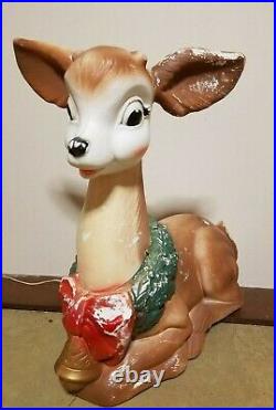 Original Vintage Poloron Blow Mold Deer Fawn Christmas Reindeer