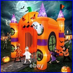 Outdoor Inflatable Halloween Decorations, Lighted 12 Ft Tall Huge Haunted House