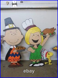 PEANUT PEOPLE THANKSGIVING Wood Outdoor Lawn Yard Art Sign, Set Of 8, Charlie