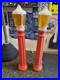 Pair Of 2 Vintage 40 Union Blow Mold Red Lantern Street Lamp Post Christmas