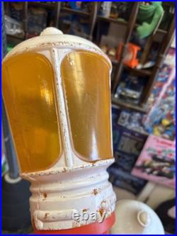Pair Of 2 Vintage 40 Union Blow Mold Red Lantern Street Lamp Post Christmas