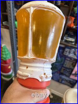 Pair Of 2 Vintage 40 Union Blow Mold Red Lantern Street Lamp Post Christmas
