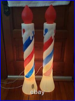 Pair Of Vtg Union Products 36 Red White And Blue Blow Mold Candles July 4th
