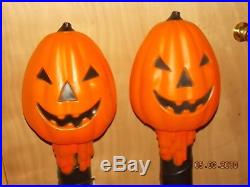 Pair Vintage TPI Halloween PUMPKINS on Posts Jack-O-Lantern Lighted Yard Decor