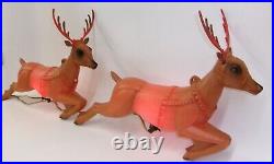 Pair of Vintage Poloron 21 Santa's Reindeer Lighted Christmas Blow Molds