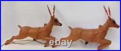 Pair of Vintage Poloron 21 Santa's Reindeer Lighted Christmas Blow Molds