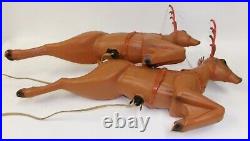 Pair of Vintage Poloron 21 Santa's Reindeer Lighted Christmas Blow Molds