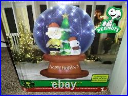 Peanuts 6' Airblown Inflatable Snow Globe Led Lights Snoopy Charlie Brown New