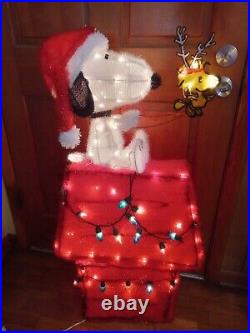Peanuts Snoopy On House with Woodstock 3ft Pre Lit Light Yard Up Decoration Tinsel