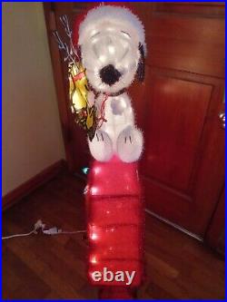 Peanuts Snoopy On House with Woodstock 3ft Pre Lit Light Yard Up Decoration Tinsel