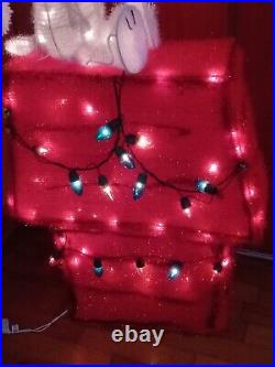 Peanuts Snoopy On House with Woodstock 3ft Pre Lit Light Yard Up Decoration Tinsel