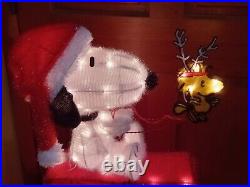 Peanuts Snoopy On House with Woodstock 3ft Pre Lit Light Yard Up Decoration Tinsel