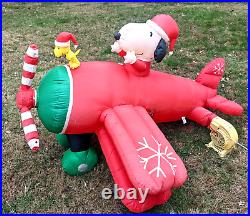 Peanuts Snoopy Red Baron Plane Airblown Inflatable Lights Up Propeller Spins 6F