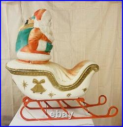 Poloron Vintage VERY RARE Blow Mold 40x40x18 Illuminated Sled Santa in Sleigh
