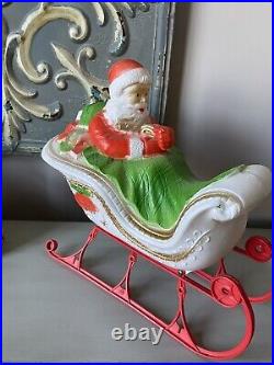 Poloron rare vintage Santa in sleigh blow mold