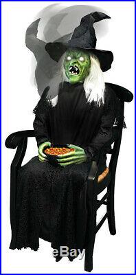 Preorder Halloween Animated Witch Holding Candy Bowl Prop Decor ++free Step Pad