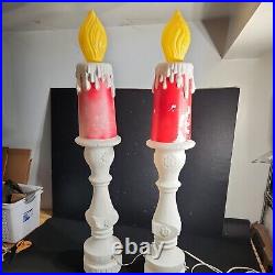 Qty two Vintage Blow Mold Victorian Candles 1995 Union Products Lighted 44