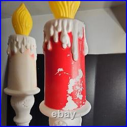 Qty two Vintage Blow Mold Victorian Candles 1995 Union Products Lighted 44