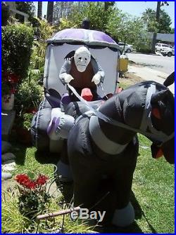 RARE 12' Lighted Haunted Halloween Carriage & Horse Inflatable Airblown- GEMMY