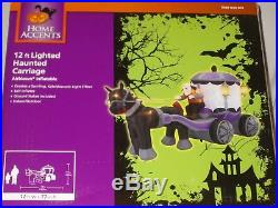RARE 12' Lighted Haunted Halloween Carriage & Horse Inflatable Airblown-NEW