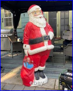 RARE 5ft Santa Claus General Foam Plastic Blow Mold Light Up Yard Decoration