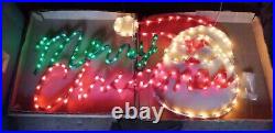 RARE 90's Mr Christmas 48x25 MERRY CHRISTMAS Lg Santa Face WORKS PERFECT