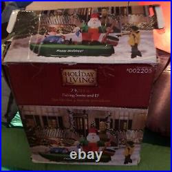 RARE Christmas Santa And Elf Fishing Boat Inflatable Airblown Blow Up #2205