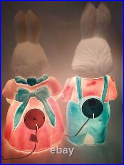 RARE Empire Blow Mold Easter Bunny Set Mr. Mrs. Rabbit lot